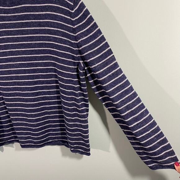 Vince Men Navy Striped 100% Linen Long Sleeve Top Size XXL - Picture 6 of 8